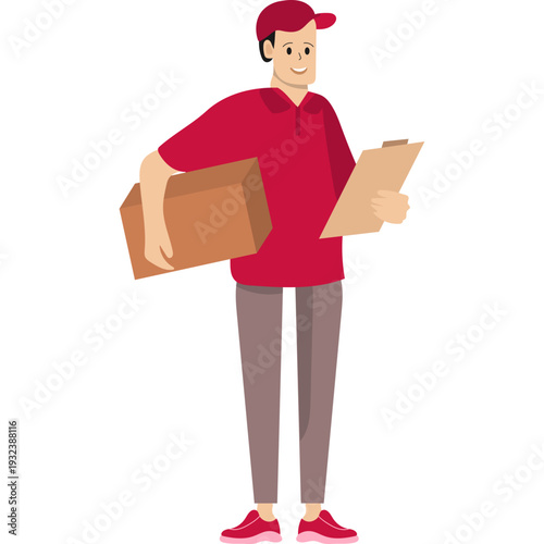 Delivery Person Holding Package and Checklist