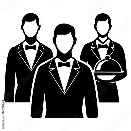 Professional Hotel Staff Providing Excellent Guest Care Vector Icon.