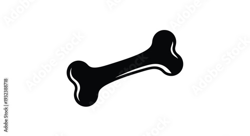 A simple black silhouette of a dog bone on a white background