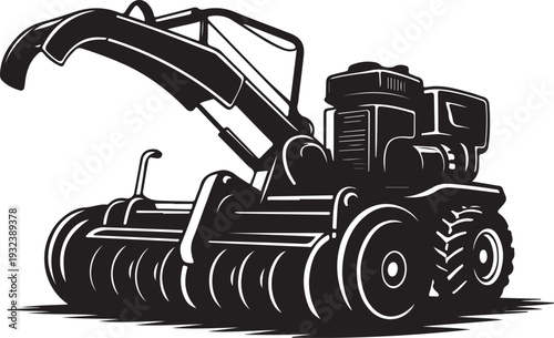 Agricultural forage harvester machine vector illustration