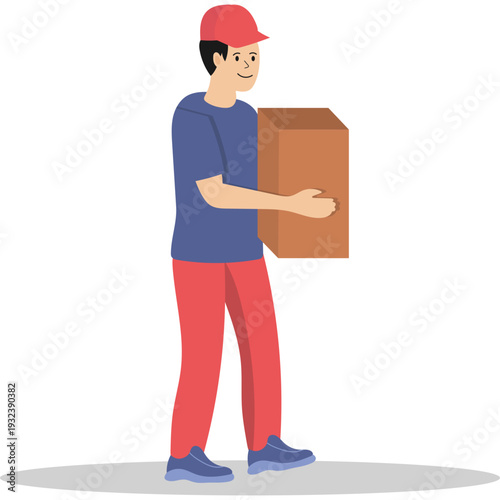 Delivery Person Holding Package and Checklist