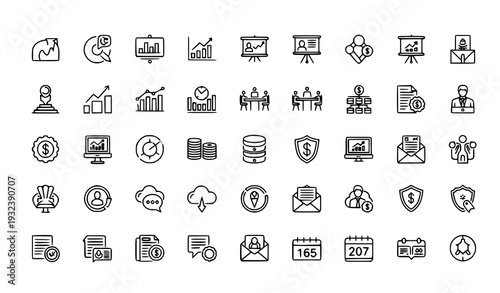 60 universal business line icons set for website app and corporate design
