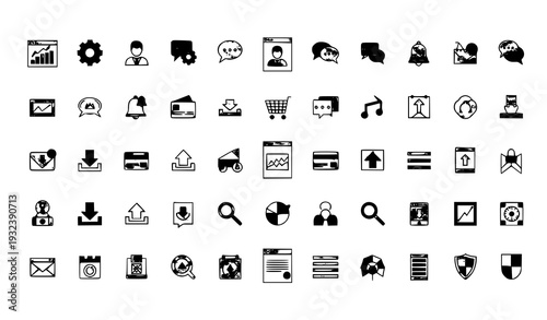 75 flat UI website and mobile app icons vector pack isolated on white