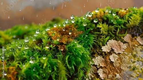 Raindrops Glistening on a Lush Carpet of Vibrant Green Grass