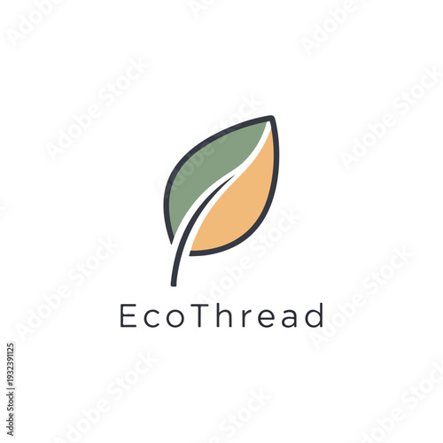 A stylized leaf logo featuring green and orange with a black outline