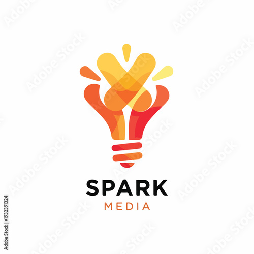 A stylized lightbulb icon with gradient colors and overlapping shapes