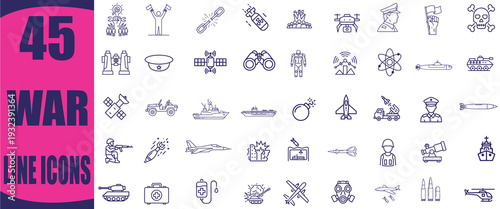 War line icons set collection vector illustration eps 10