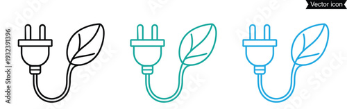 Eco friendly power plugs with green leaves for sustainable energy solutions
