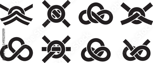 Celtic knot symbol collection vector illustration, abstract infinity cross ornament logo design set