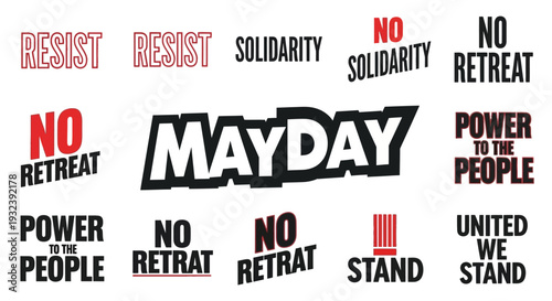 Mayday Protest Signs: Resist, Solidarity, No Retreat, Power to People