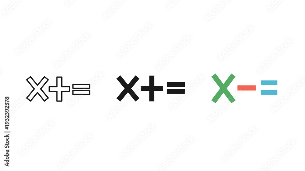 Fototapeta premium Colorful mathematical expressions on white background Vector