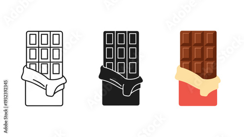A set of chocolate bars with different colored wrappers Vector