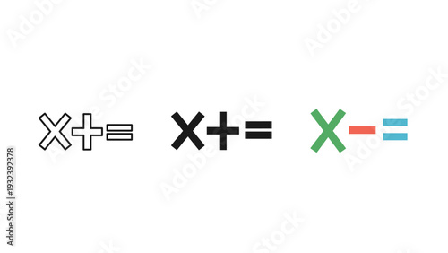 Colorful mathematical expressions on white background Vector