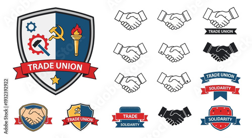 Trade Union Symbols: Solidarity, Handshake, Emblem, Hammer, Sickle, Torch