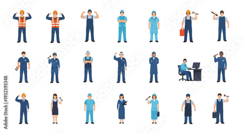 Diverse Professionals Collection: Workers, Doctors, Builders, Engineers, Office Staff