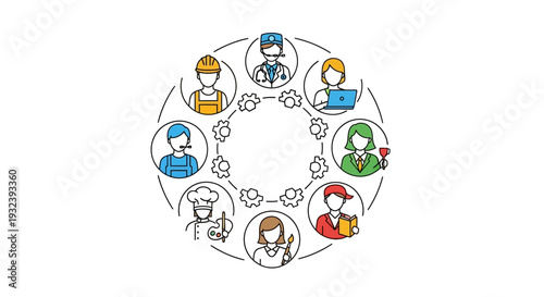 Diverse Professions Network, Teamwork and Collaboration Concept