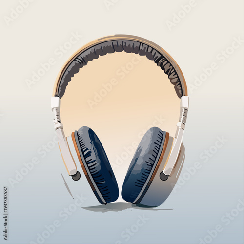 Vibrant illustration of contemporary over-ear audio headphones, perfect for immersive music listening, clear sound, and a modern audio experience