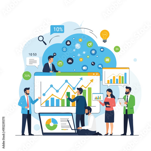 A team of professionals analyzing data and charts for business strategy