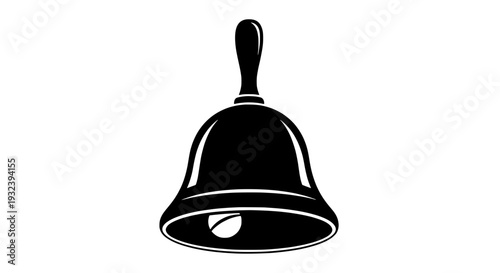 Black illustration of a bell ringing loudly from a high viewpoint in a quiet environment