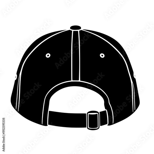 Back View 5 Panel Cap with Strap Black Silhouette Vector