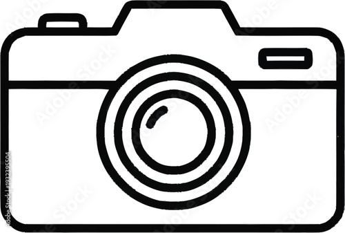 Camera icon outline, photography equipment isolated on transparent background for web and app design