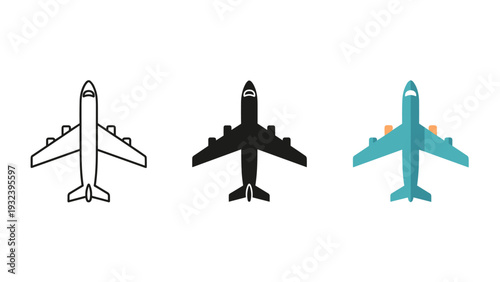 Three airplanes in different colors and styles Vector