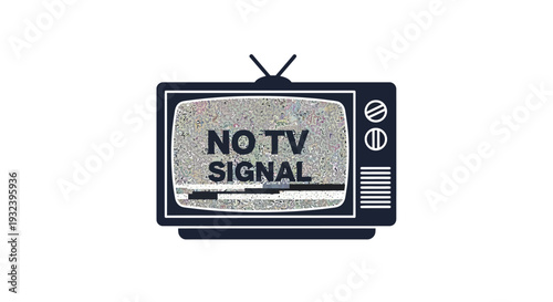 Vintage television displaying a no tv signal static screen