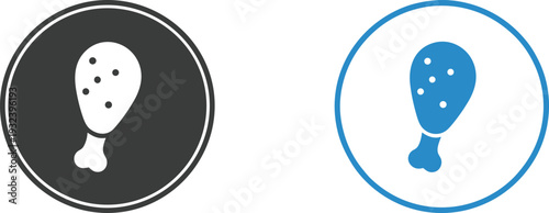 Chicken drumstick food icon vector illustration set, fried meat symbol in flat design isolated on white background