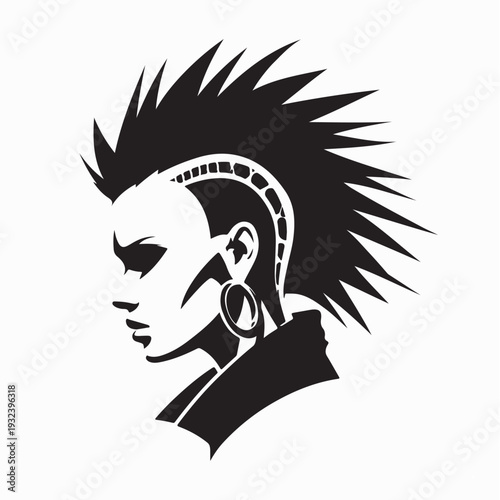 Female Rebel Punk Rock Hair Vector Illustration On White Background
