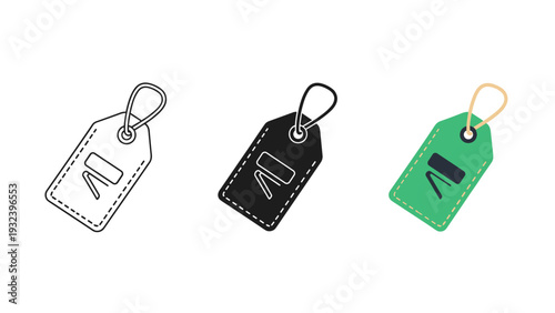 Three luggage tags in different colors and designs Vector