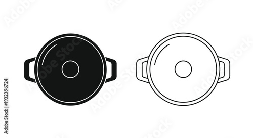 Two pot icons one filled one outlined in a minimalist style