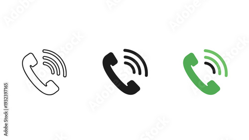 Three phone icons in different colors and styles Vector
