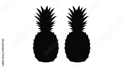 Two silhouetted pineapples against a stark white background
