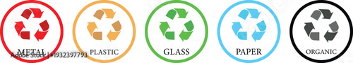 Recycle icon set collection group, eco recycling symbol arrow loop, environmental conservation sign, sustainability logo, green waste management emblem, circular reuse reduce concept vector.