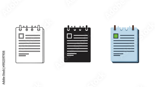 A set of three notepads with different colors and designs Vector