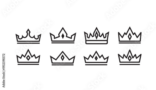 Crown Icons Set Vector Royal Symbols Collection Different Designs Royalty and Leadership