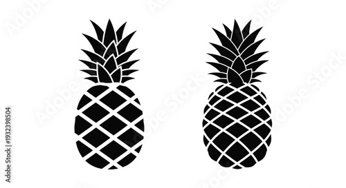 Two stylized pineapples presented in a minimalist black and white design