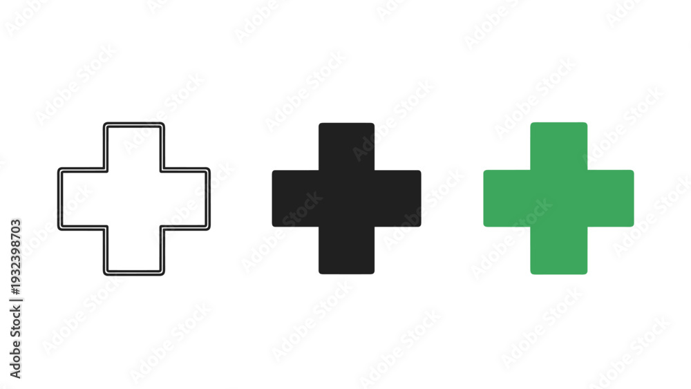 Obraz premium Three crosses in different colors on a white background Vector