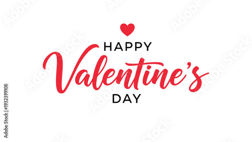 Happy Valentine's Day message uses elegant red script for the word Valentines and simple black text for Happy Day under a small red heart.