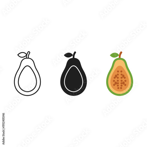 Three pears with different levels of detail Vector