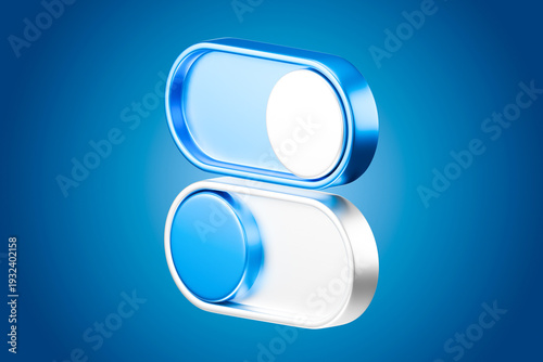 Billede på lærred Blue 3d stage with double toggle switch icons