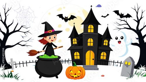 Halloween, spooky, icons, bat, witch, broomstick, candy, cauldron, ghost, gravestone, haunted, house, pumpkin, skeleton, spider, web, illustration, vector, design, symbo