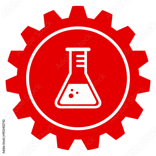 Zahnrad Icon Einstellungen mit Erlenmeyerkolben für Wissenschaft Labor Forschung Experiment Chemie Vektor Illustration transparent png
