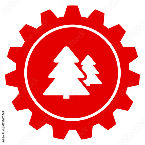 Zahnrad Symbol Einstellungen mit Tannenbäumen für Wald Natur Umwelt Ökologie Forstwirtschaft Vektor Illustration transparent png