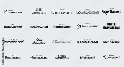 Happy Ram Navami creative typography set vector design on white background