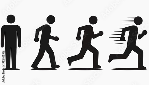 man and woman Man Standing Walking Running Icon Set – People Movement Symbols Vector Illustration