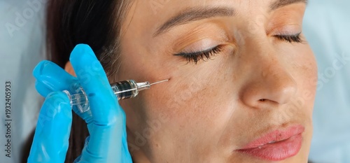 Tableau sur toile A woman receiving an aesthetic treatment in a clinic setting during daylight hou