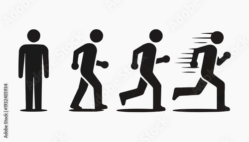 man and woman silhouette Man Standing Walking Running Icon Set – People Movement Symbols Vector Illustration