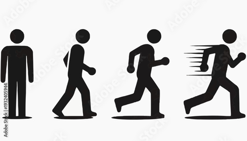 man and woman Man Standing Walking Running Icon Set – People Movement Symbols Vector Illustration