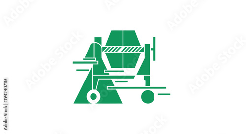 Green Concrete Mixer Machine Illustration.